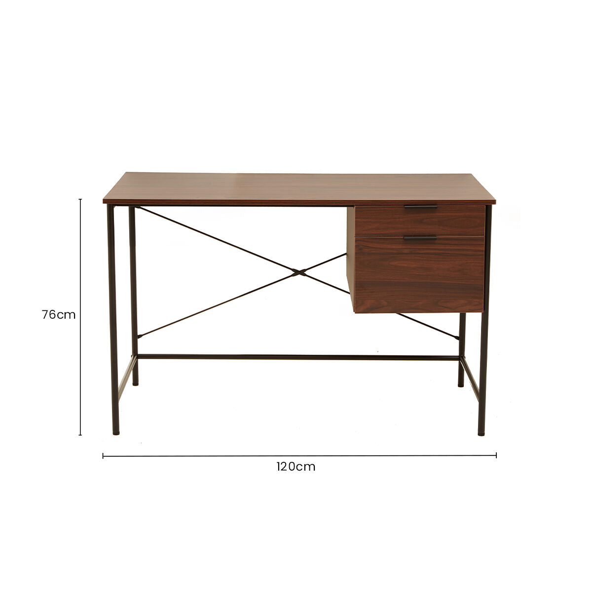 Bradbury Dark Walnut Veneer Desk With Drawers