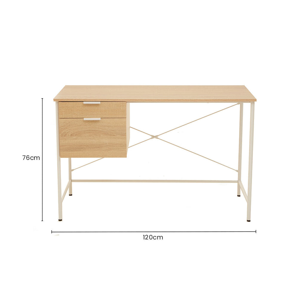 Bradbury Natural Oak Veneer Desk With Drawers