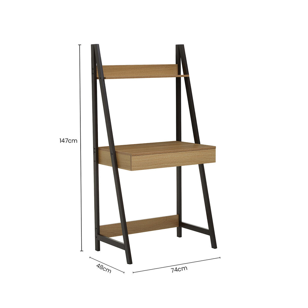 Bradbury Natural Oak Desk With Metal Frame