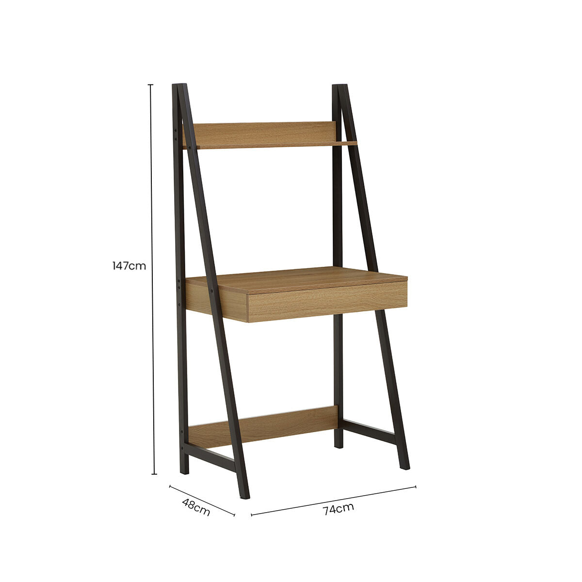 Bradbury Natural Oak Desk With Metal Frame