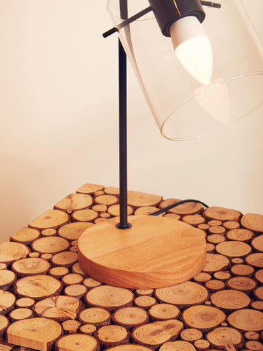 Distressed Fir Wood & Disc Top Square Side Table With Hairpin Legs, Lacuna