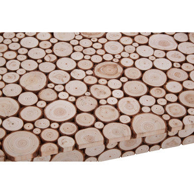 Distressed Fir Wood Disc Top Coffee Table With Black Hairpin Legs, Lacuna