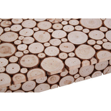 Distressed Fir Wood Disc Top Coffee Table With Black Hairpin Legs, Lacuna