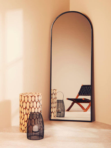Distressed Fir Wood Mosaic Side Table & Stool, Lacuna