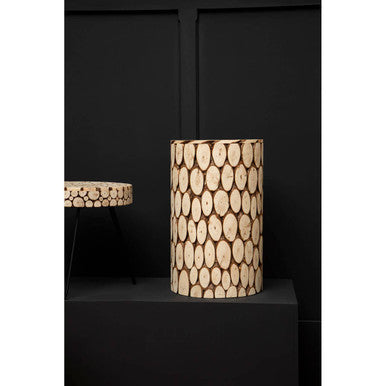 Distressed Fir Wood Mosaic Side Table & Stool, Lacuna