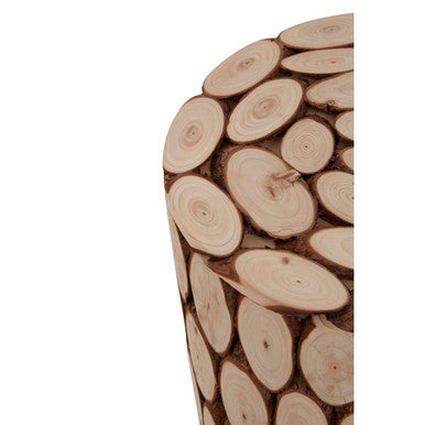 Distressed Fir Wood Mosaic Side Table & Stool, Lacuna