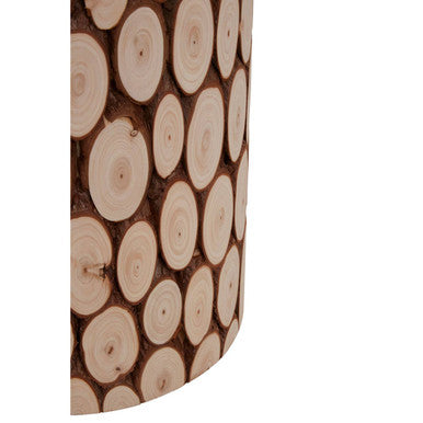 Distressed Fir Wood Mosaic Side Table & Stool, Lacuna