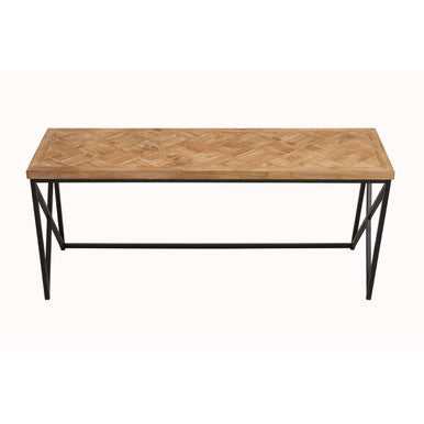 Natural Fir Wood Coffee Table With Black Metal Legs, Kickford