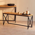 Natural Fir Wood Coffee Table With Black Metal Legs, Kickford