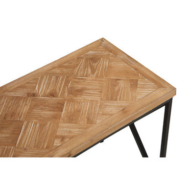 Natural Fir Wood Coffee Table With Black Metal Legs, Kickford