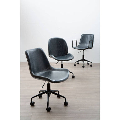 Branson Grey Leather Home Office Chair