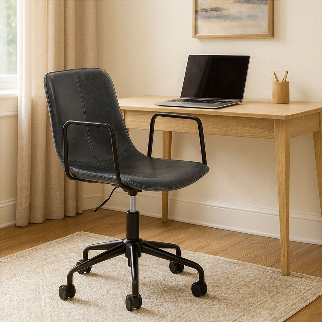 Branson Grey Leather Home Office Chair