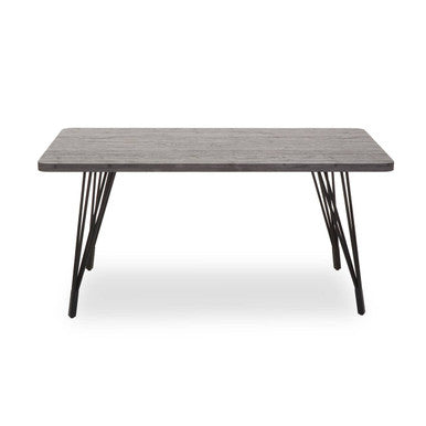 Dark Grey Veneer Wooden Dining Table With Black Slender Legs, Anube