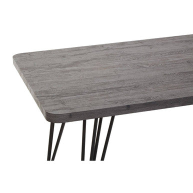 Dark Grey Veneer Wooden Dining Table With Black Slender Legs, Anube