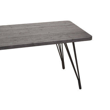 Dark Grey Veneer Wooden Dining Table With Black Slender Legs, Anube