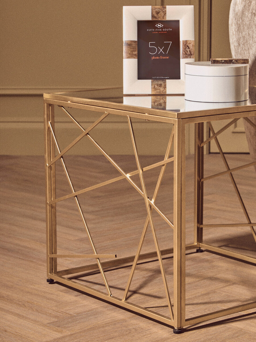Farran Gold Side Table With Mirror Top