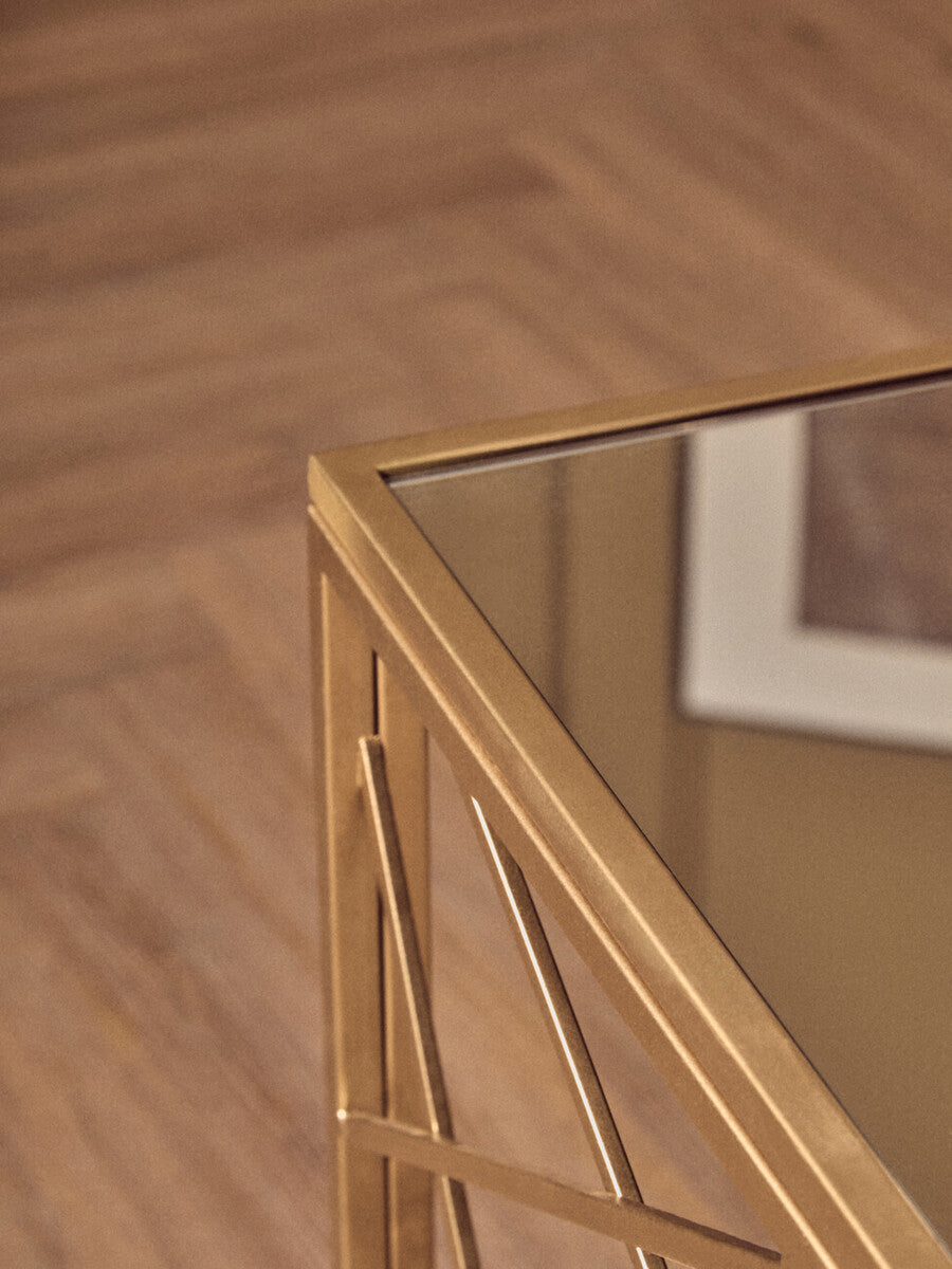 Farran Gold Side Table With Mirror Top