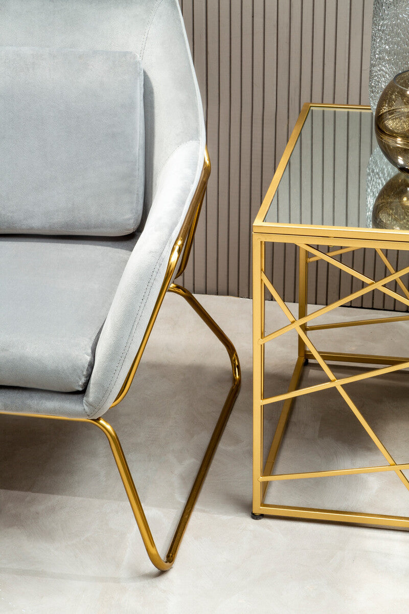 Farran Gold Side Table With Mirror Top