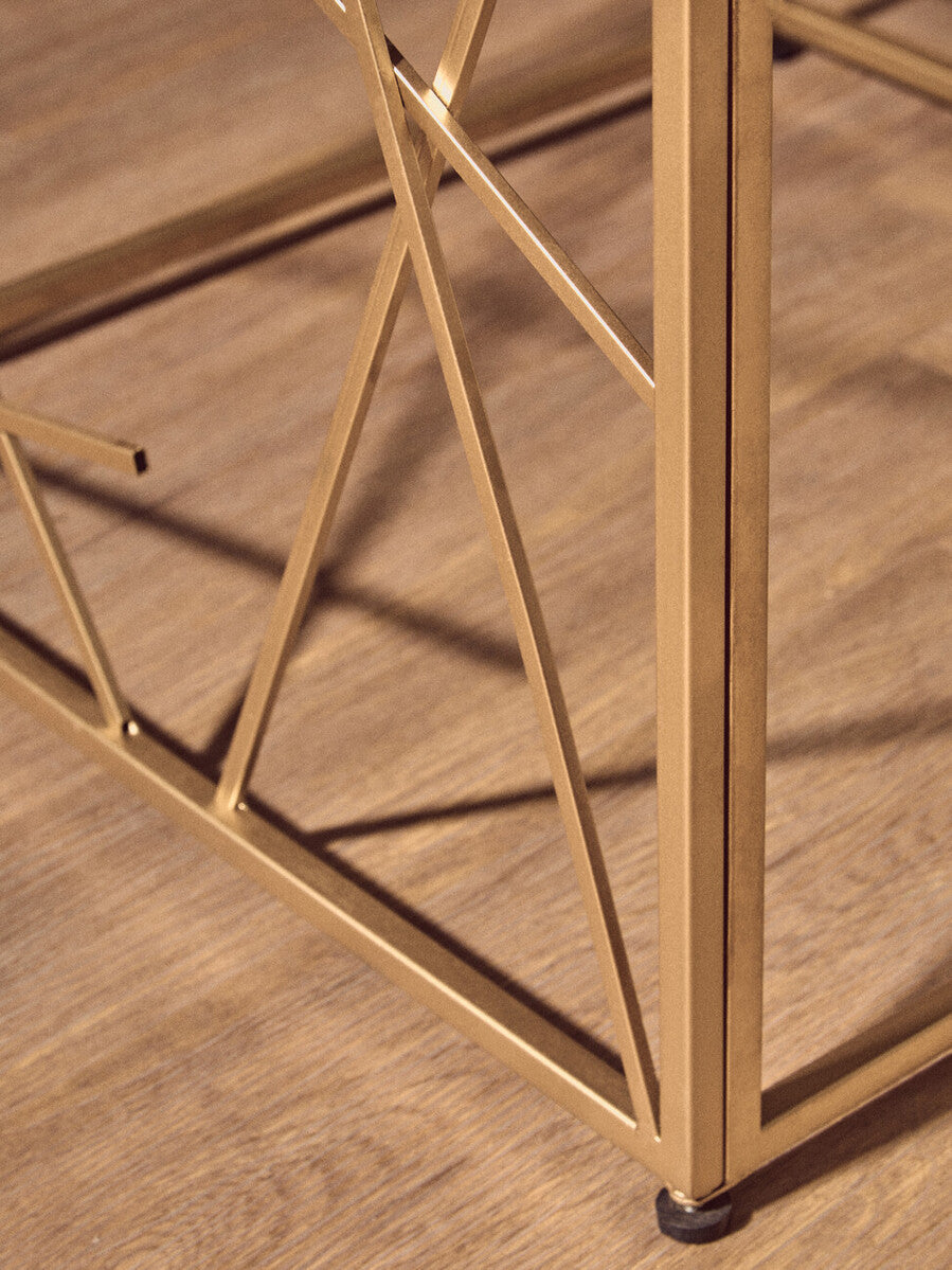 Farran Gold Side Table With Mirror Top