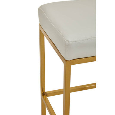 Baina White & Gold Bar Stool