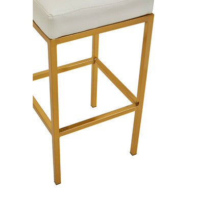 Baina White & Gold Bar Stool