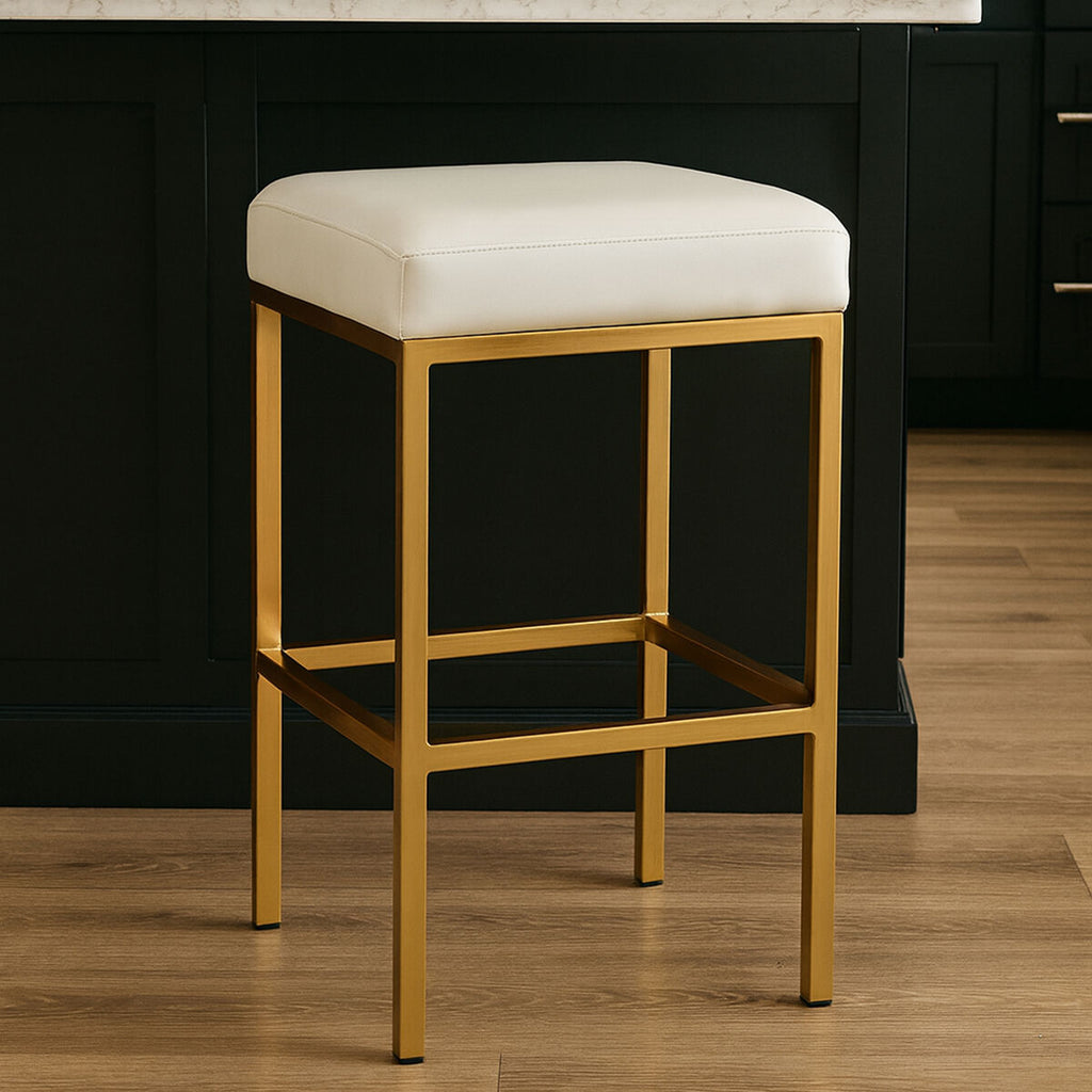 Baina White & Gold Bar Stool