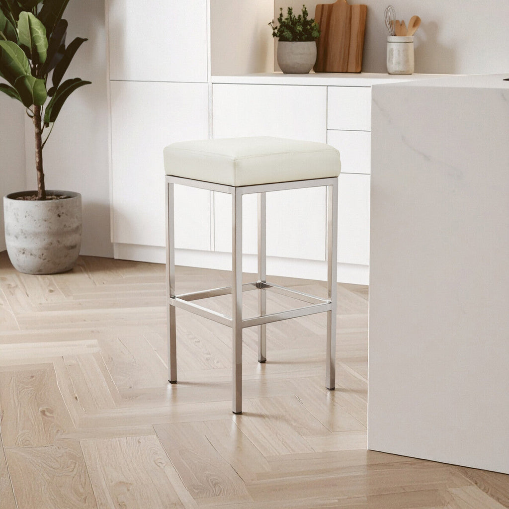 Baina White & Chrome Bar Stool