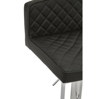 Baina Black & Chrome Bar Stool With Square Base