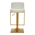 Baina White & Gold Bar Stool With Square Base
