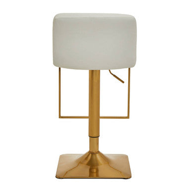 Baina White & Gold Bar Stool With Square Base