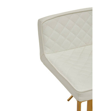 Baina White & Gold Bar Stool With Square Base