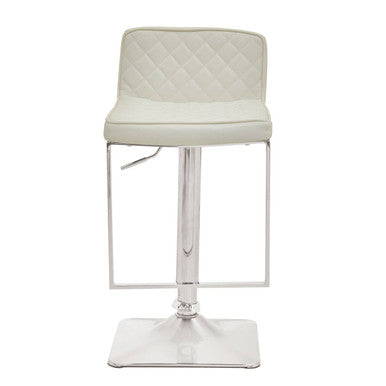Baina White & Chrome Bar Stool With Square Base