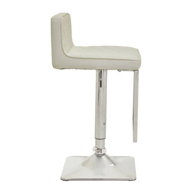 Baina White & Chrome Bar Stool With Square Base