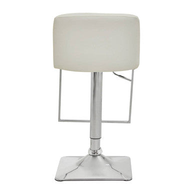 Baina White & Chrome Bar Stool With Square Base