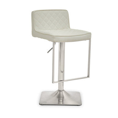 Baina White & Chrome Bar Stool With Square Base