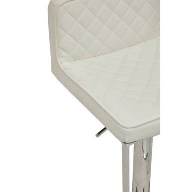 Baina White & Chrome Bar Stool With Square Base