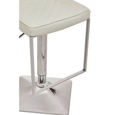 Baina White & Chrome Bar Stool With Square Base