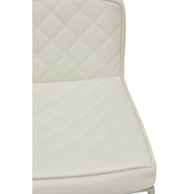 Baina White & Chrome Bar Stool With Square Base