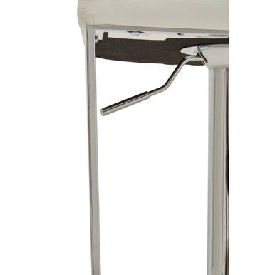 Baina White & Chrome Bar Stool With Square Base