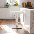 Baina White & Chrome Bar Stool With Square Base