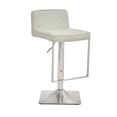 Baina White & Chrome Bar Stool With Square Base