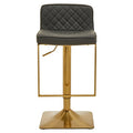 Baina Dark Grey & Gold Square Base Bar Stool