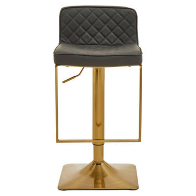 Baina Dark Grey & Gold Square Base Bar Stool