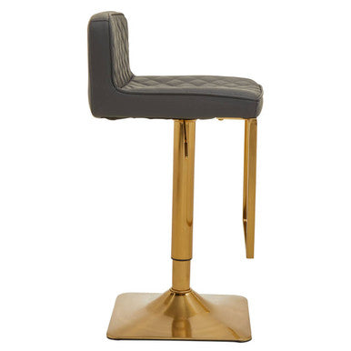 Baina Dark Grey & Gold Square Base Bar Stool