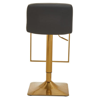 Baina Dark Grey & Gold Square Base Bar Stool