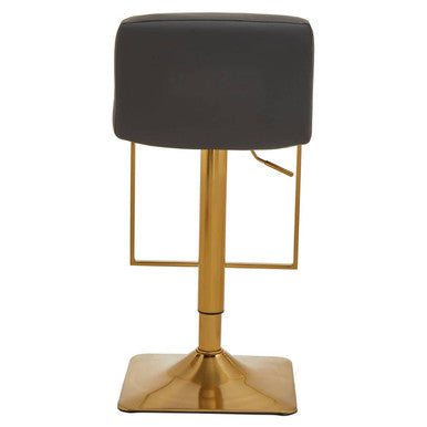 Baina Dark Grey & Gold Square Base Bar Stool