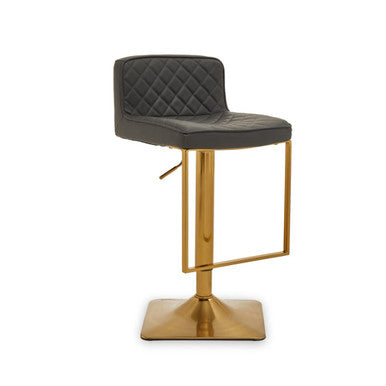 Baina Dark Grey & Gold Square Base Bar Stool