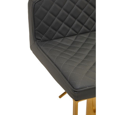 Baina Dark Grey & Gold Square Base Bar Stool