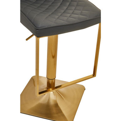 Baina Dark Grey & Gold Square Base Bar Stool