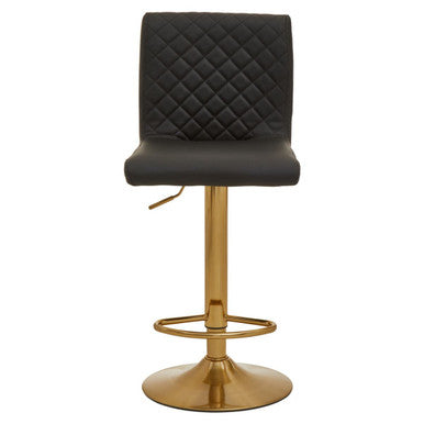 Baina Black & Gold Bar Stool With Round Base